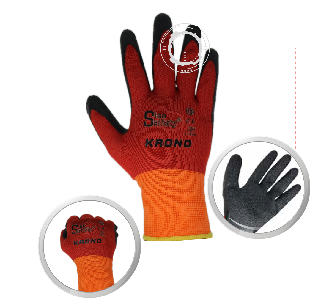 Guante Poliester Latex corrugado Krono