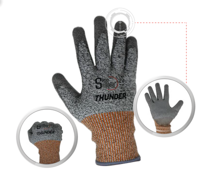 Guante resistente al corte nivel 5 PU HPPE Thunder